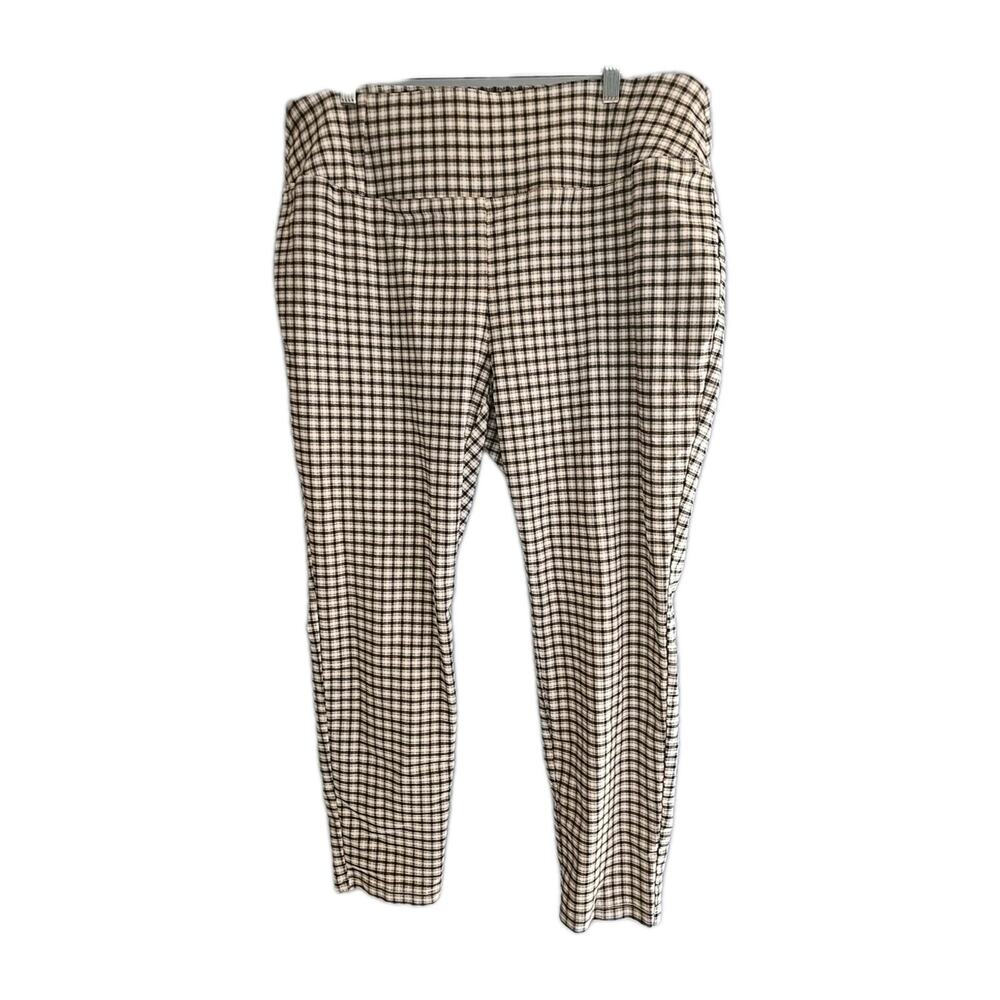 Worthington Black Tan Check Skinny High Waisted Pull On Pants Womans Size 20W